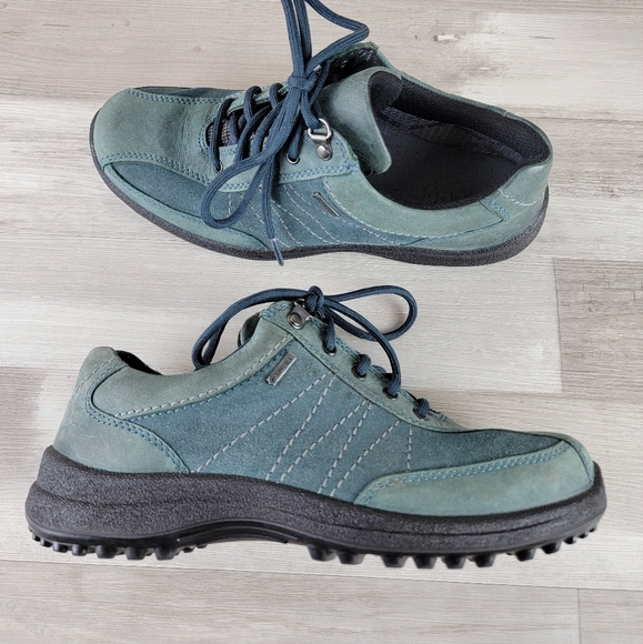 Hotter Goretex Blue Green Suede Leather Lace-Up Shoes Women's 8 - Picture 14 of 16